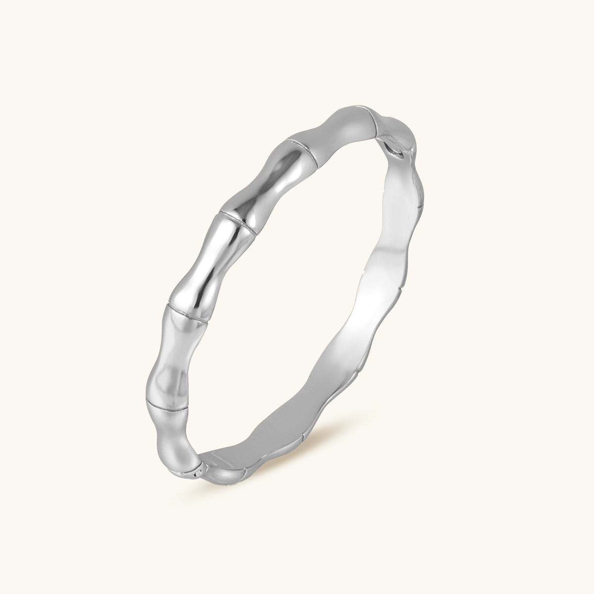 Bamboo Bangle Bracelet - Silver
