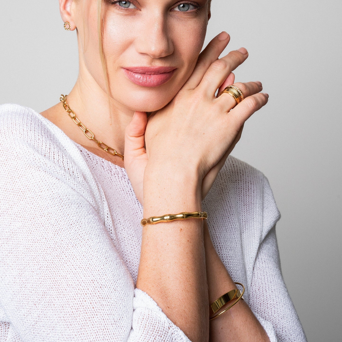 Bamboo Bangle Bracelet - Gold